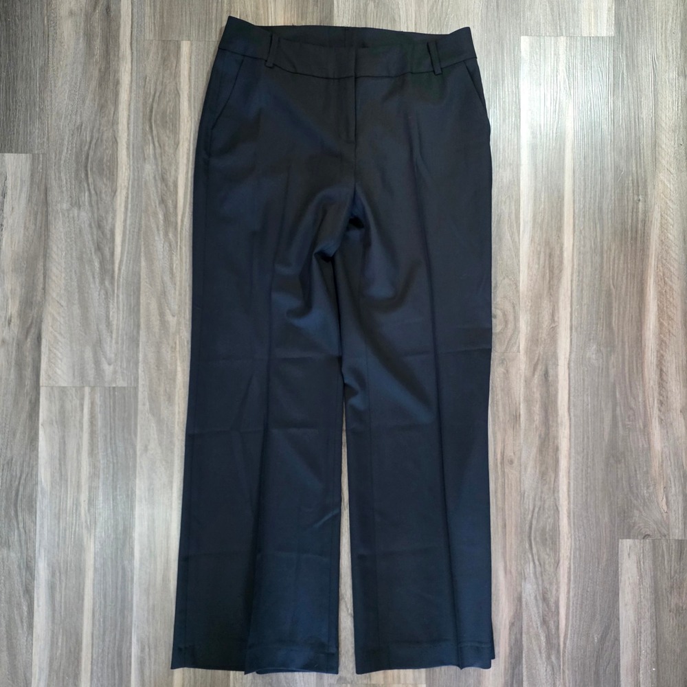 Classiques Entier Womens Size 8 Navy Blue Wool Wide Leg Trousers Dress Pants